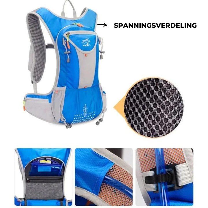 Lightweight hiking pack with waterproof material and hydration system