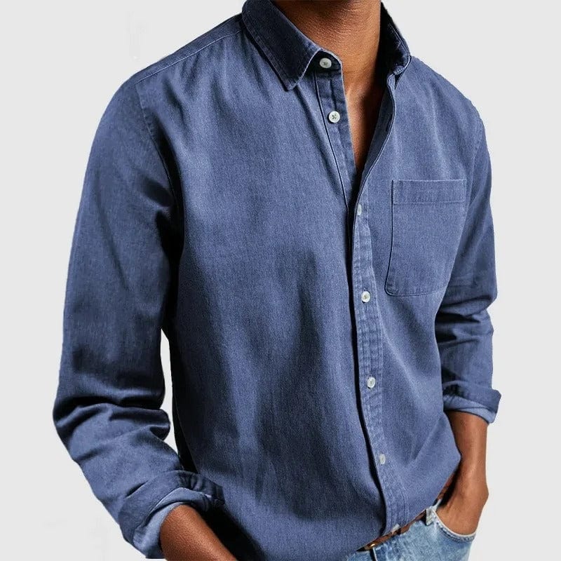 Flat lay styling idea featuring the versatile mens button down shirt