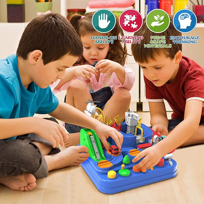 Child playing with the screen-free educational toddler toy set