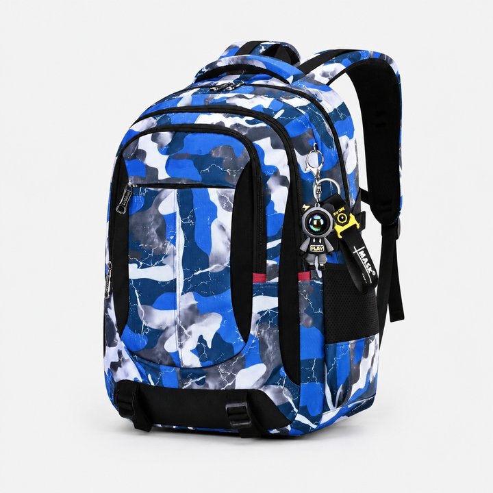 Spacious interior compartment of the unisex laptop backpack with padded dividers.