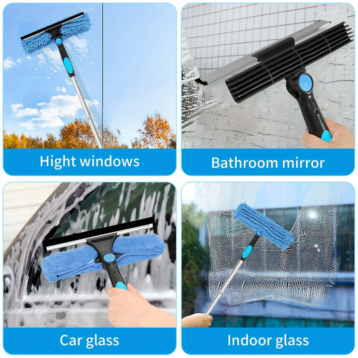 Extendable telescopic pole for high reach window cleaning