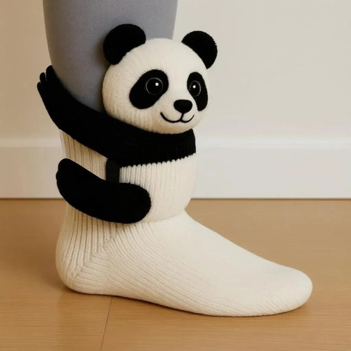 Plush winter warm socks featuring fun and creative 3D animal designs