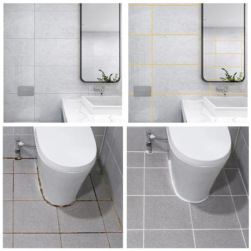 Close up of tile repair grout pen reviving dirty ceramic tile lines