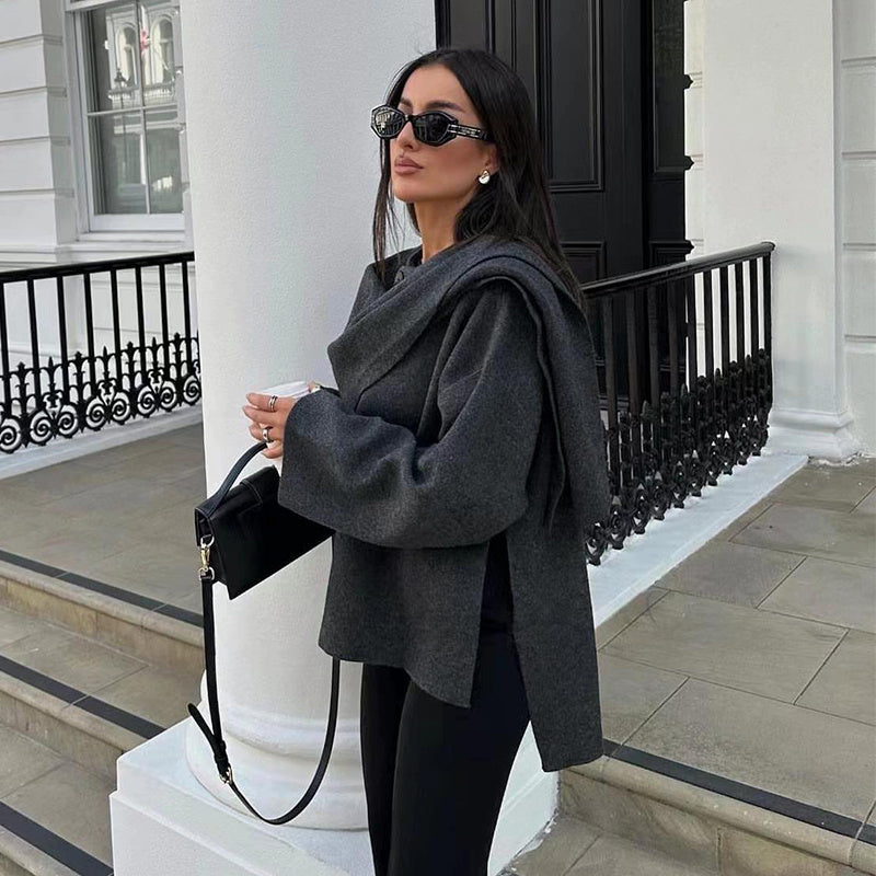 Stylish women winter coat featuring soft wool fabric