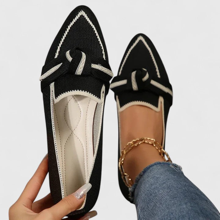 Women pointed toe flats with chic knot detail in slip on design