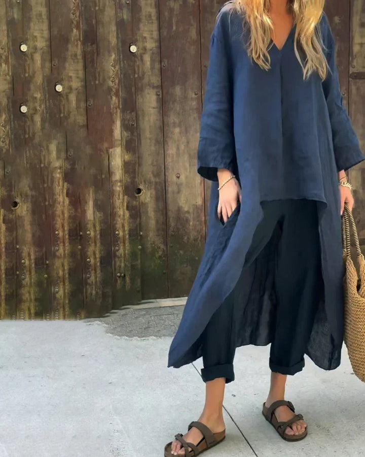 Womens summer two-piece coordinated outfit in relaxed fit for vacation style