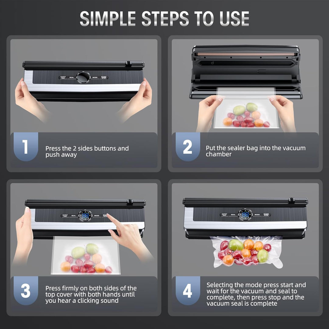 Food saver air sealer appliance showing control panel and meal prep settings