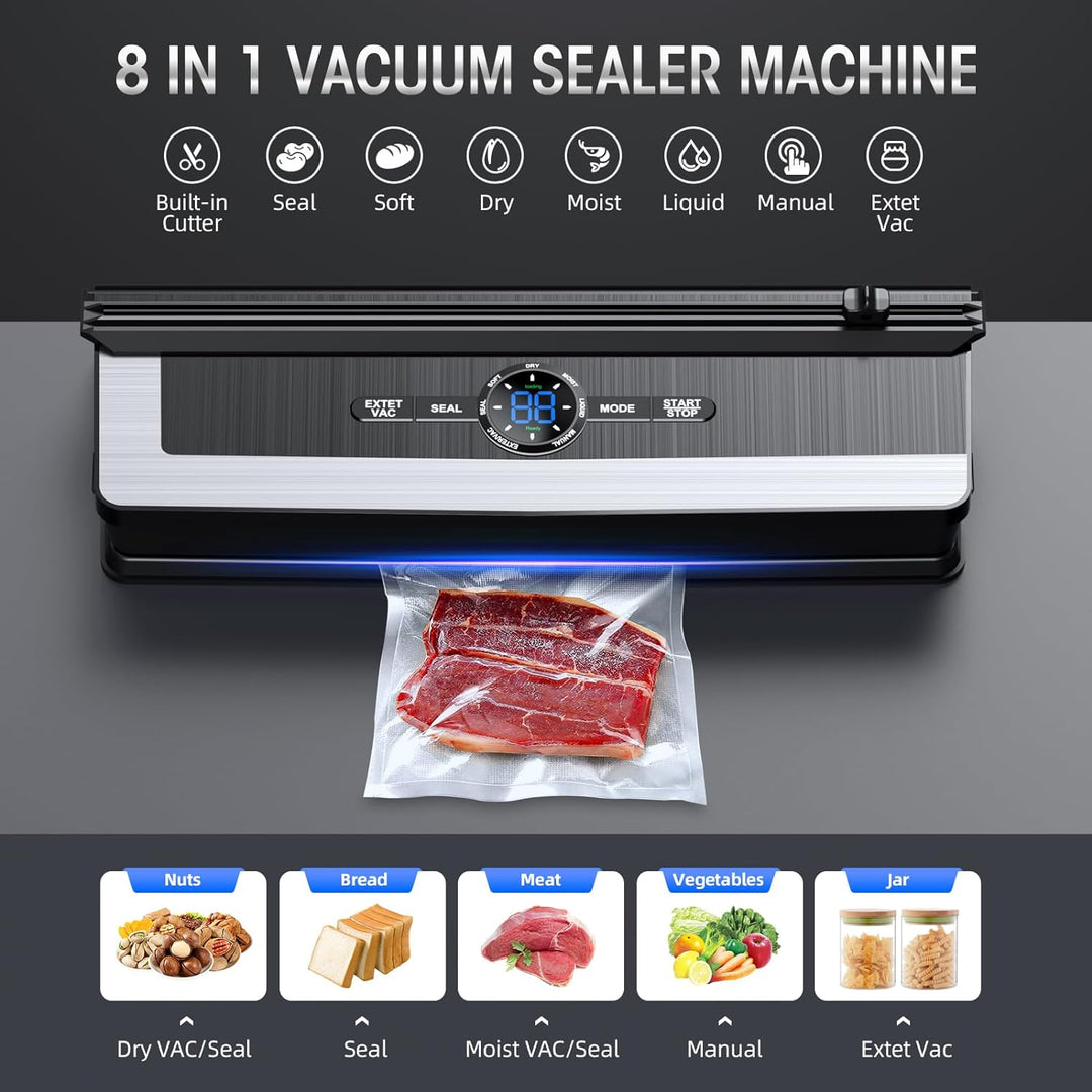 Side view of automatic vacuum sealer highlighting the integrated bag cutter