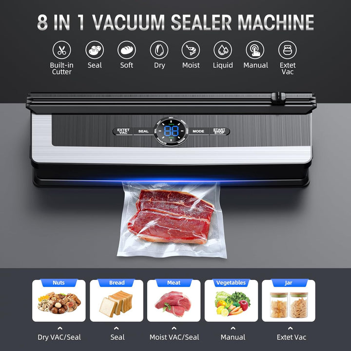 Side view of automatic vacuum sealer highlighting the integrated bag cutter