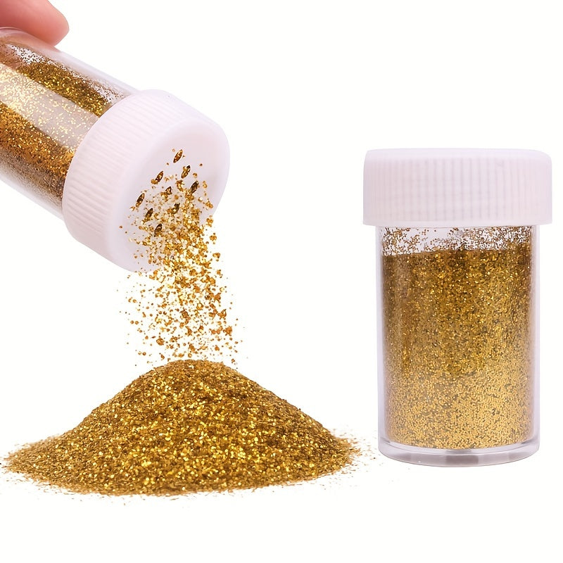 Assorted colorful glitter jars for DIY craft projects and holiday decor