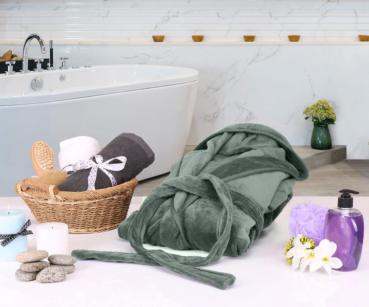 Comfortable lounging attire plush fleece bath robe