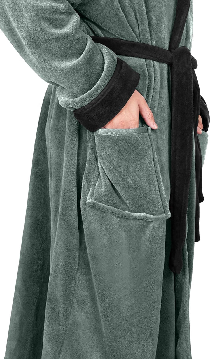Soft touch fabric of warm mens loungewear bathrobe