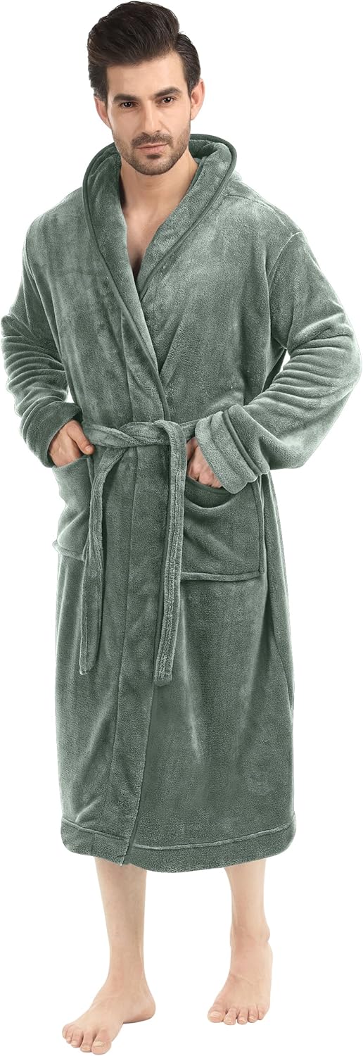 Sleek modern design of mens comfortable hooded robe