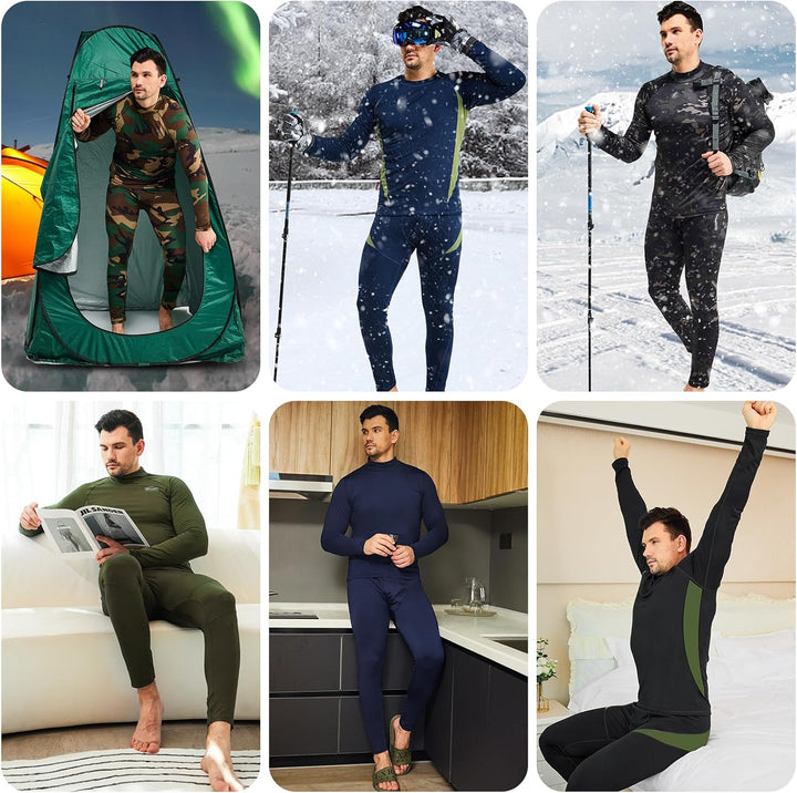 Mens activewear thermal set laid flat on surface