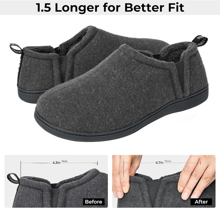 Warm winter footwear featuring soft textile upper and plush interior