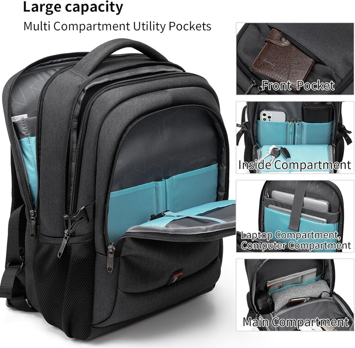 Traveler passing through an airport terminal with the laptop pack