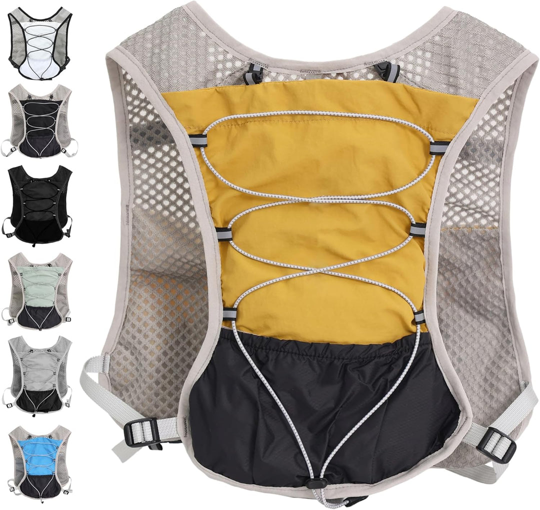 Ergonomic design of marathon hydration pack distributing weight evenly