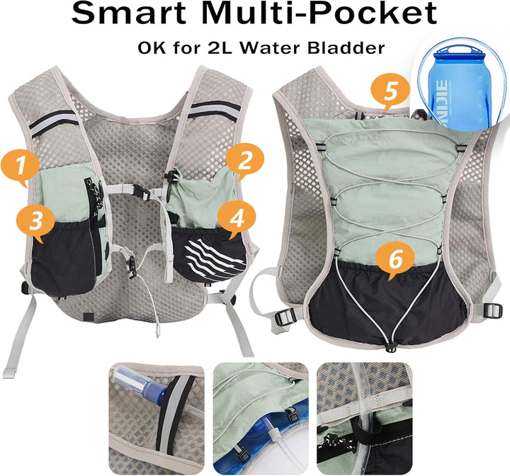 Breathable padding on back panel of trail running vest