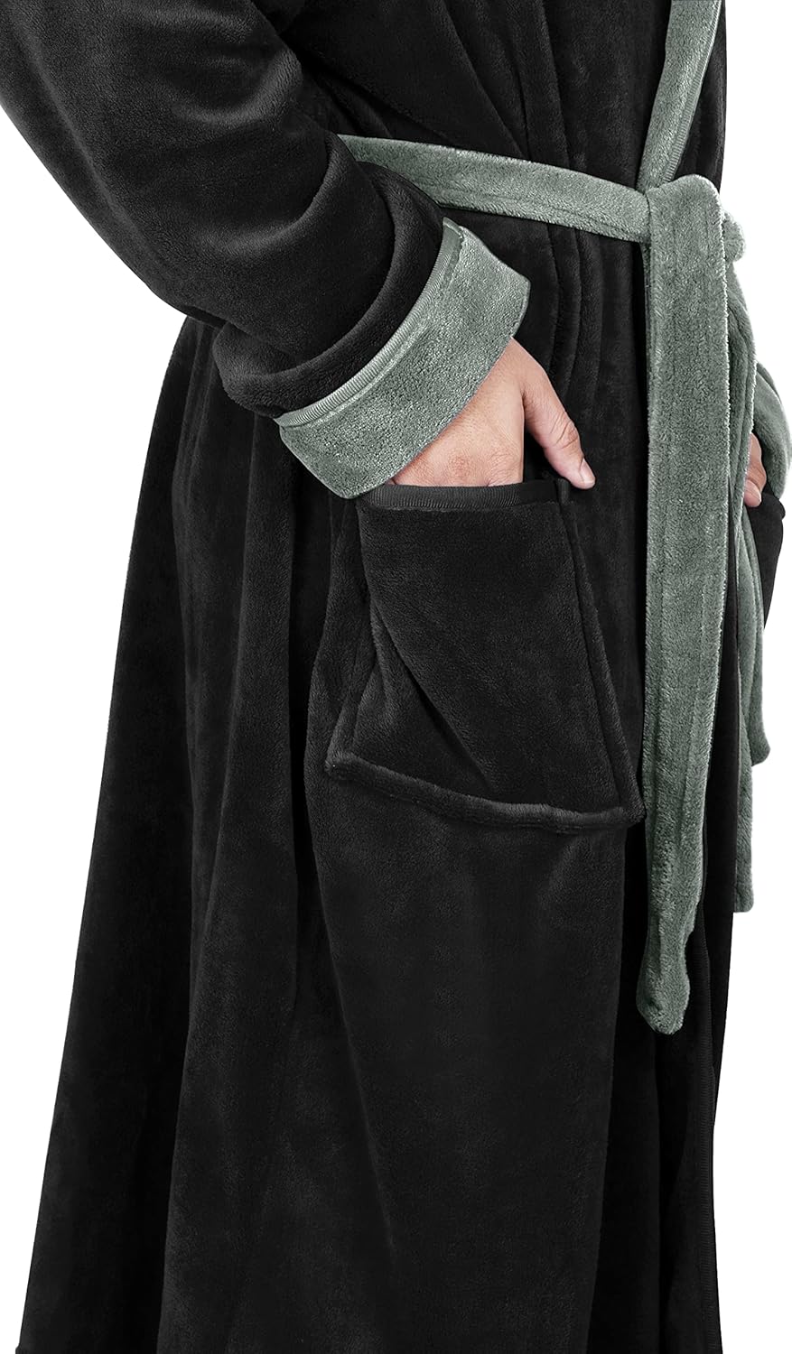 Plush texture closeup of mens comfortable fleece robe