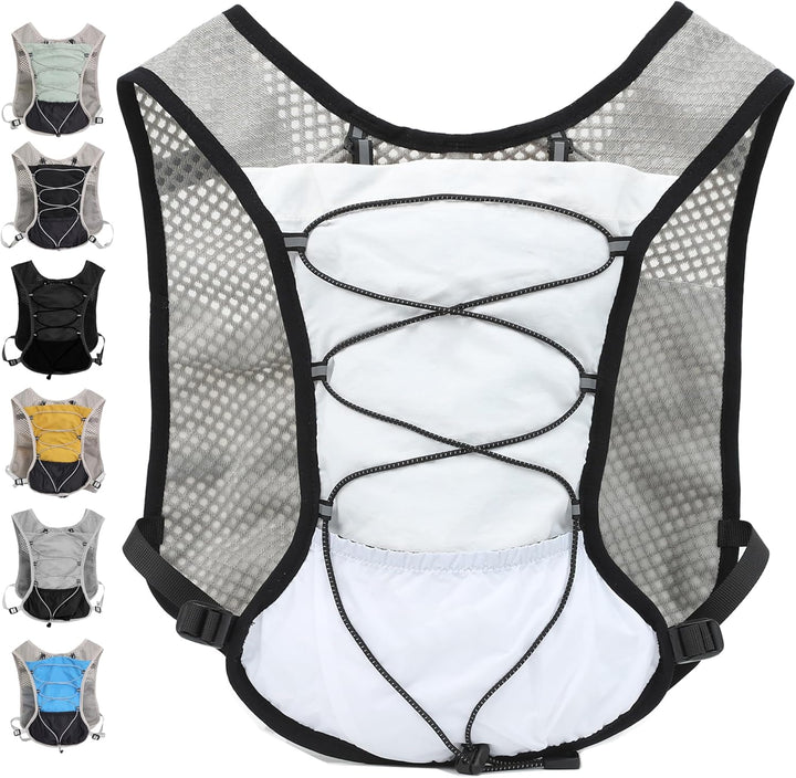 Convenient shoulder strap pockets on running hydration vest for gel packs