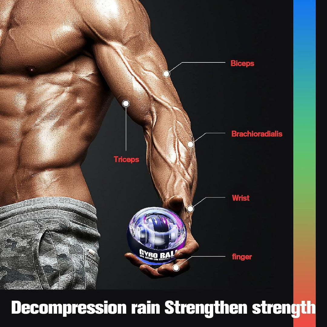 Forearm trainer workout equipment glowing during high speed rotation spin