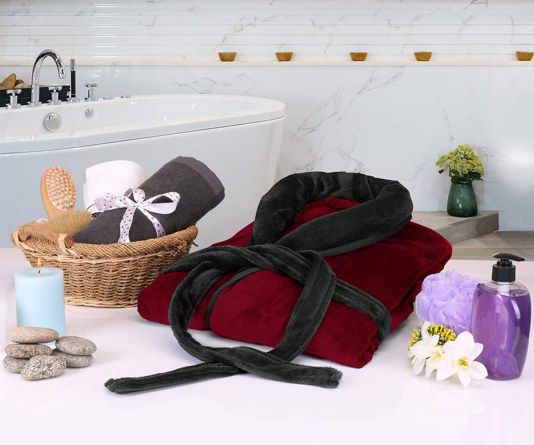 Warm loungewear mens sleepwear plush hooded bath robe
