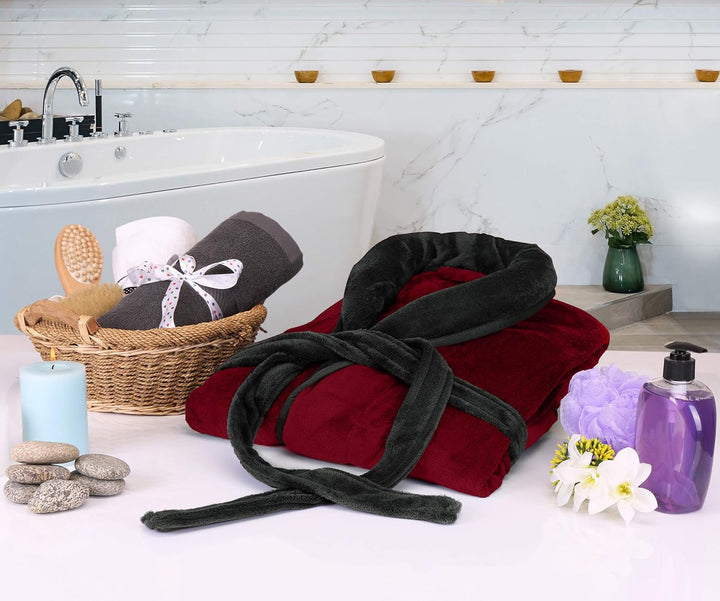 Warm loungewear mens sleepwear plush hooded bath robe