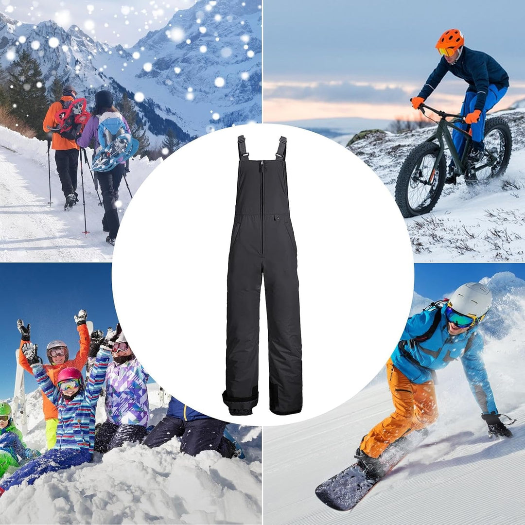 Close-up of thermal ski wear fabric and zipper pocket details on snow pants