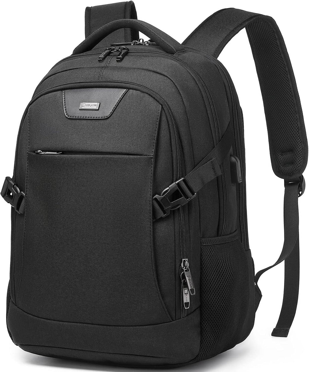 College student studying in the library with the campus bookbag