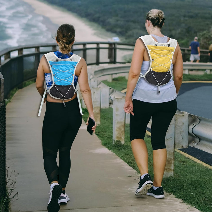 Durable water-resistant fabric on trail running hydration backpack