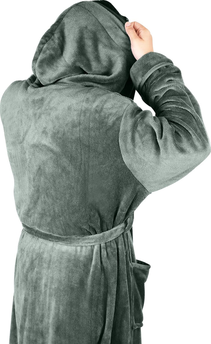 Mens fleece bathrobe in action lifestyle setting