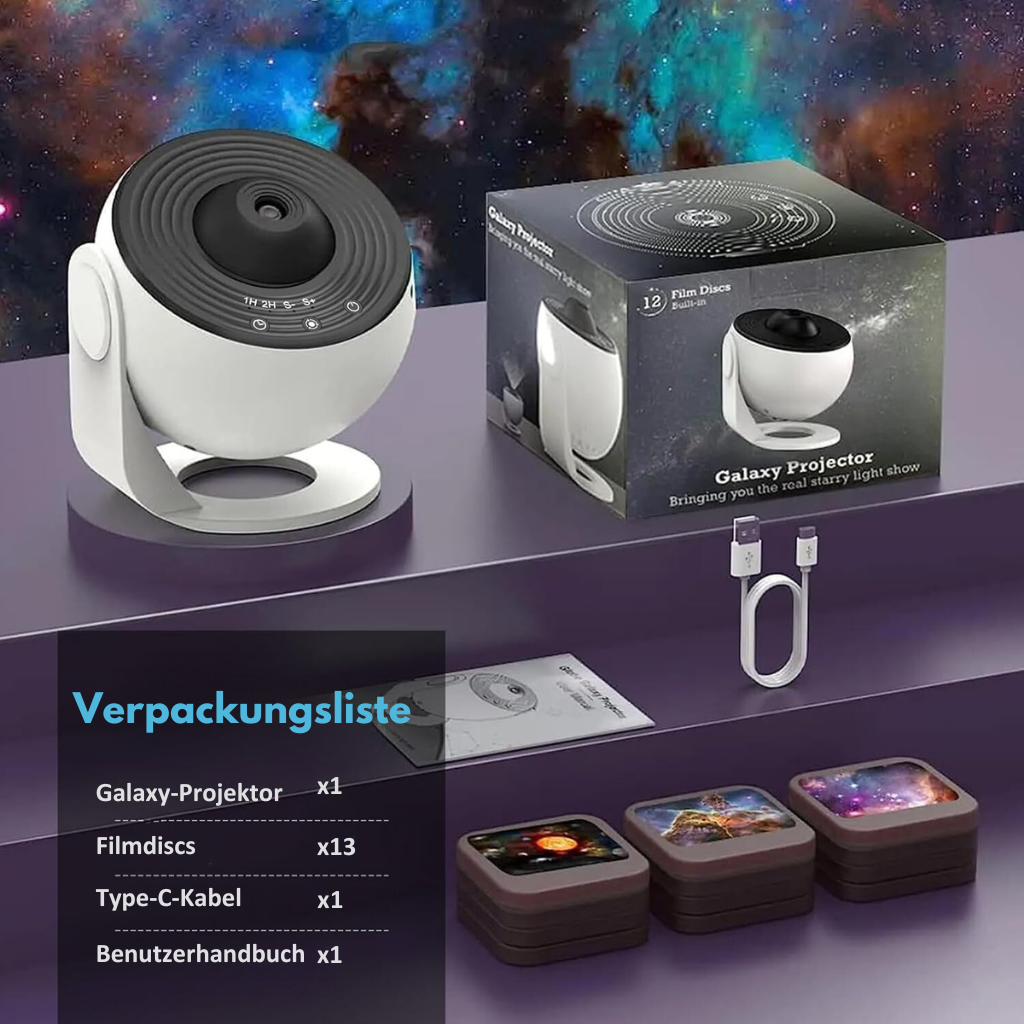 Ceiling projector displaying colorful starlight and nebula effects