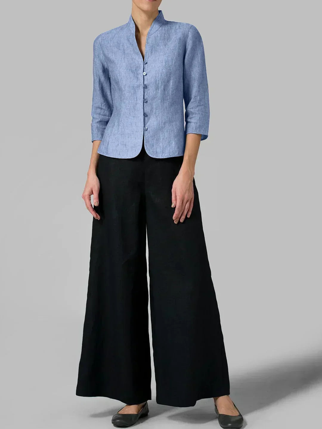 Professional women's elegant top and workwear blouse with three quarter sleeves