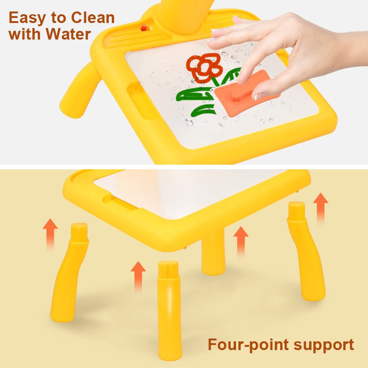 Educational art toys showing kids drawing board projection features