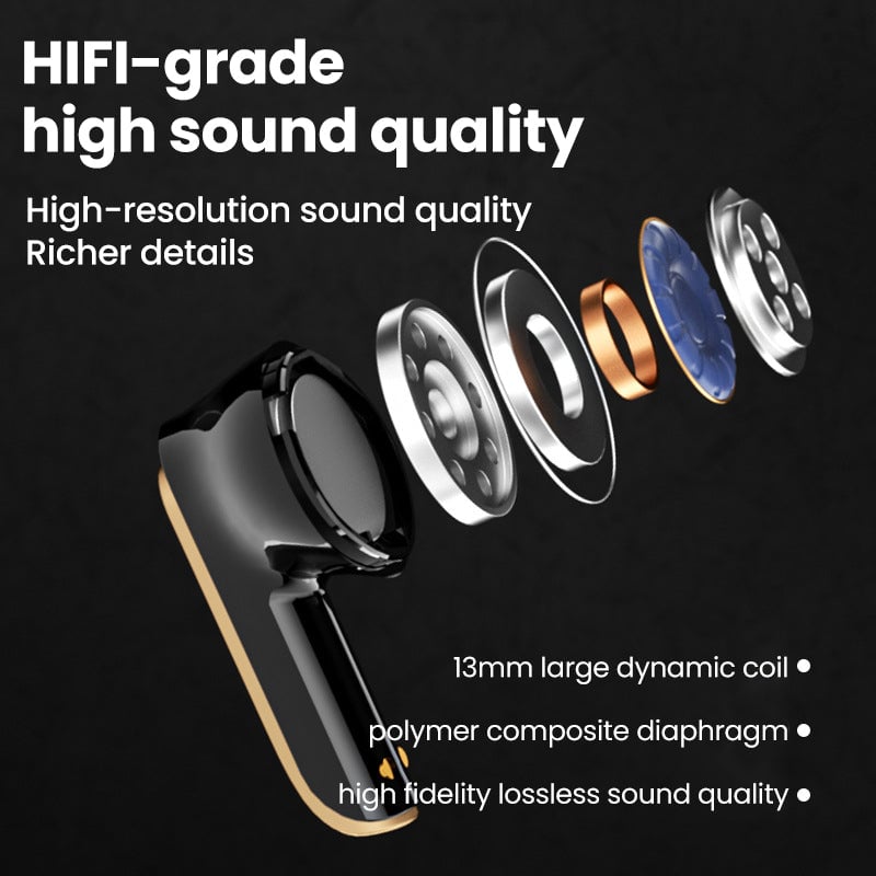 Yellow sports earbuds bluetooth earphone closeup on ear tip