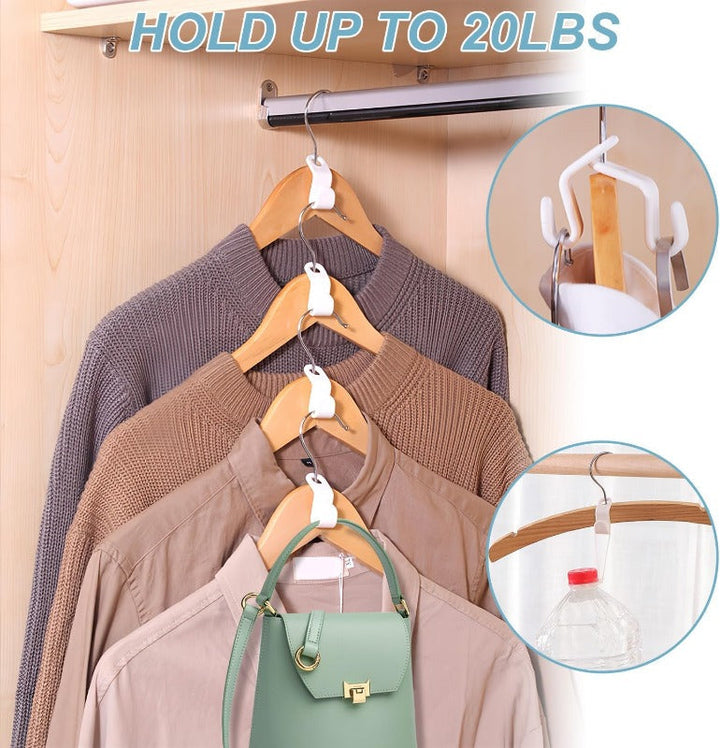 Pack of cascading hanger connector hooks for efficient home organization and small closets