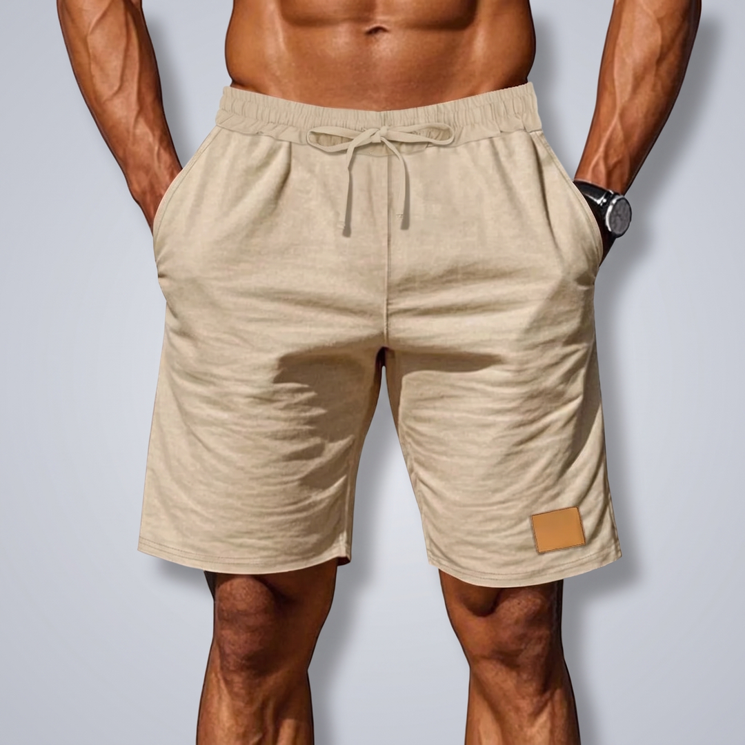 Detailed view of stitching and hem on mens comfort fit apparel
