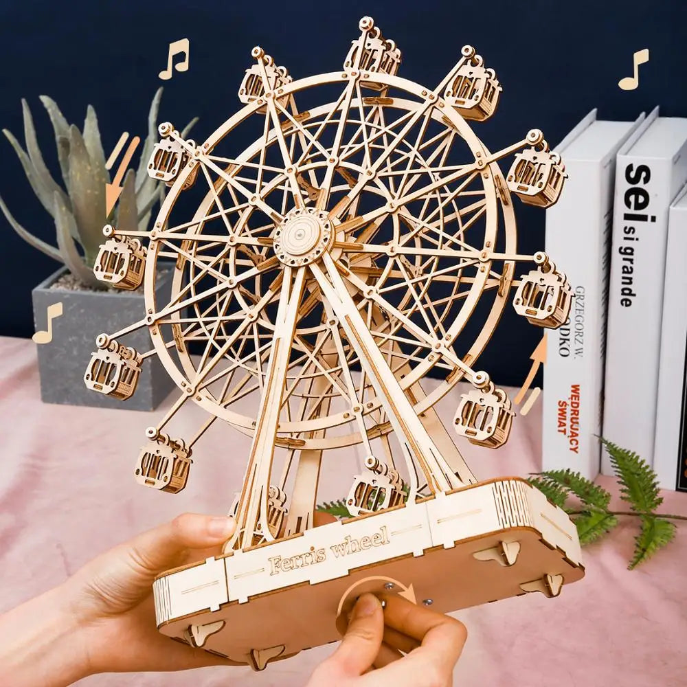DIY building hobby craft gift Wooden 3D Ferris Wheel Model Kit box and pieces