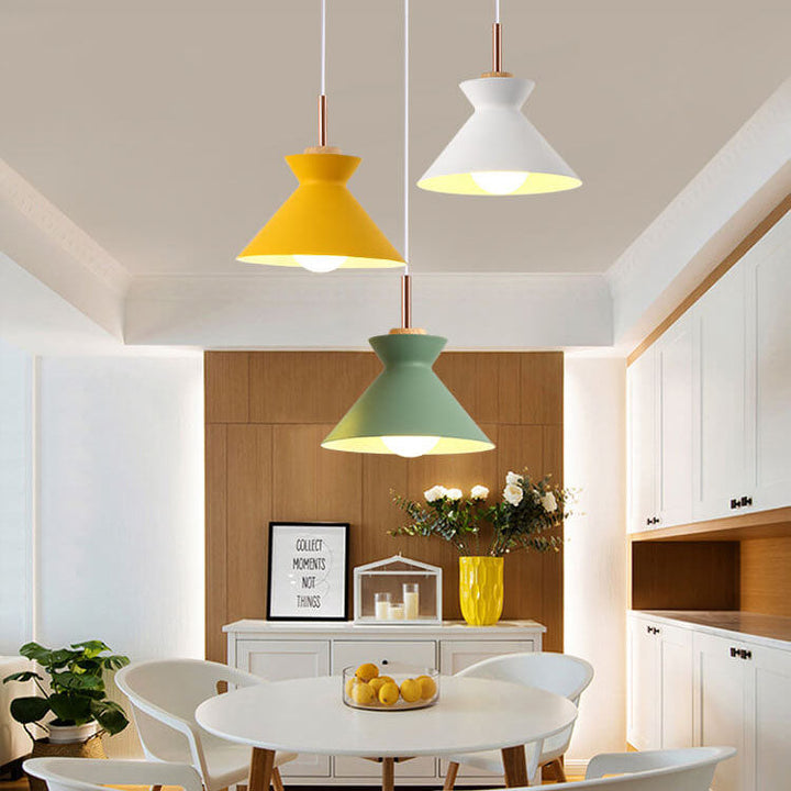 Interior view showcasing the sleek silhouette of the metal ceiling lamp