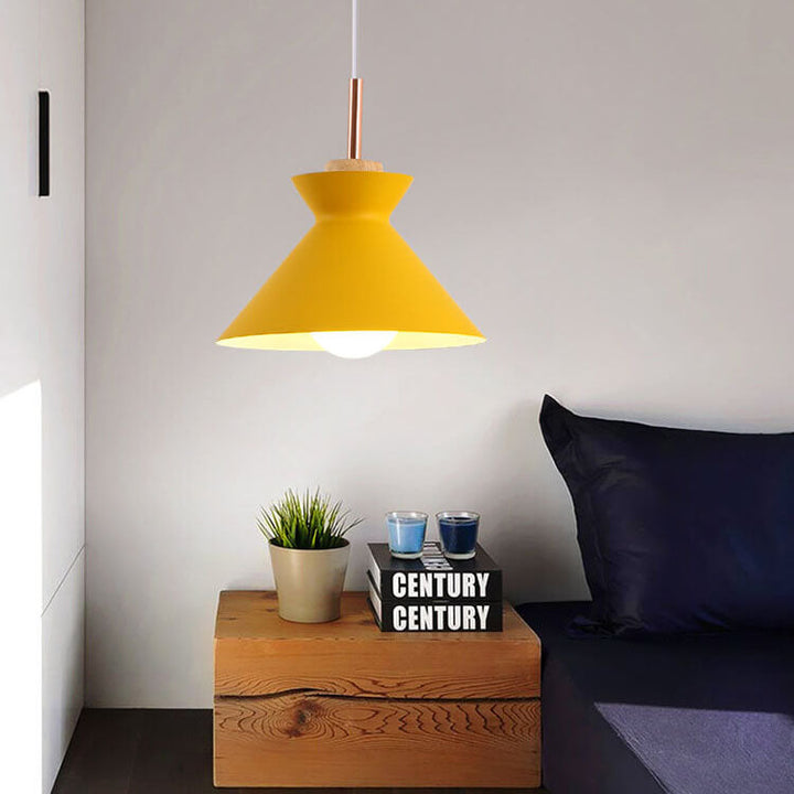 Warm LED compatible lamp glowing softly in a cozy study space