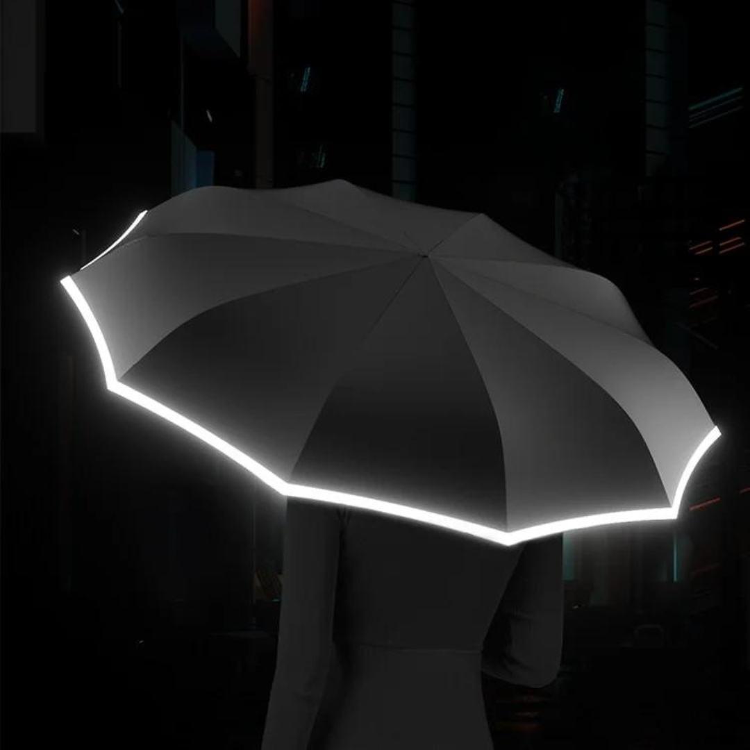 Rain gear windproof umbrella flexing against strong wind simulation