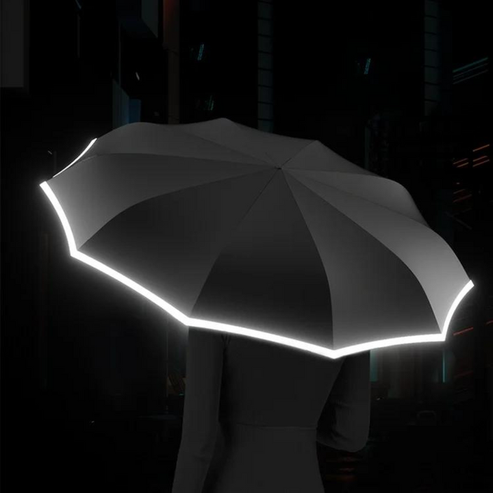 Rain gear windproof umbrella flexing against strong wind simulation