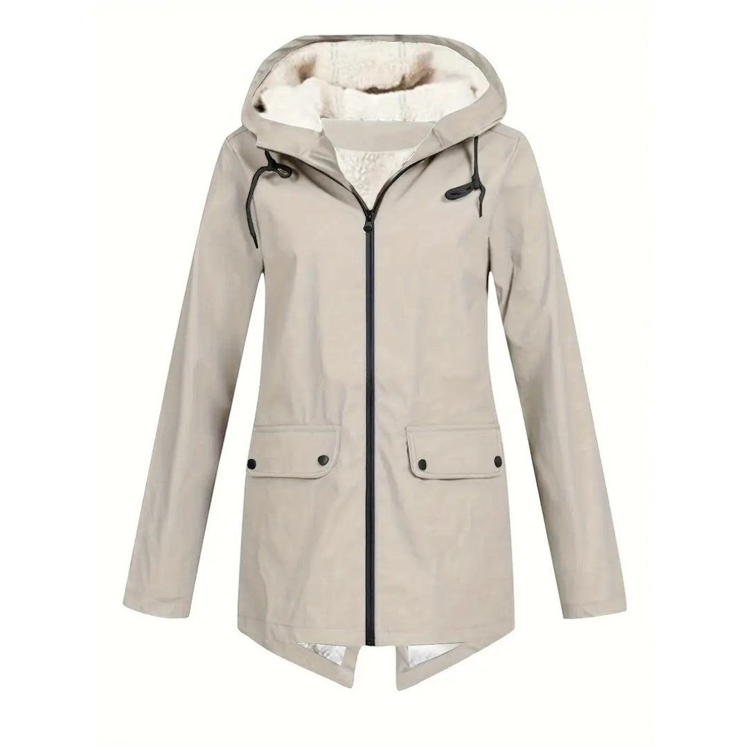 Sleeve cuff detail of the casual womens outerwear for wind protection