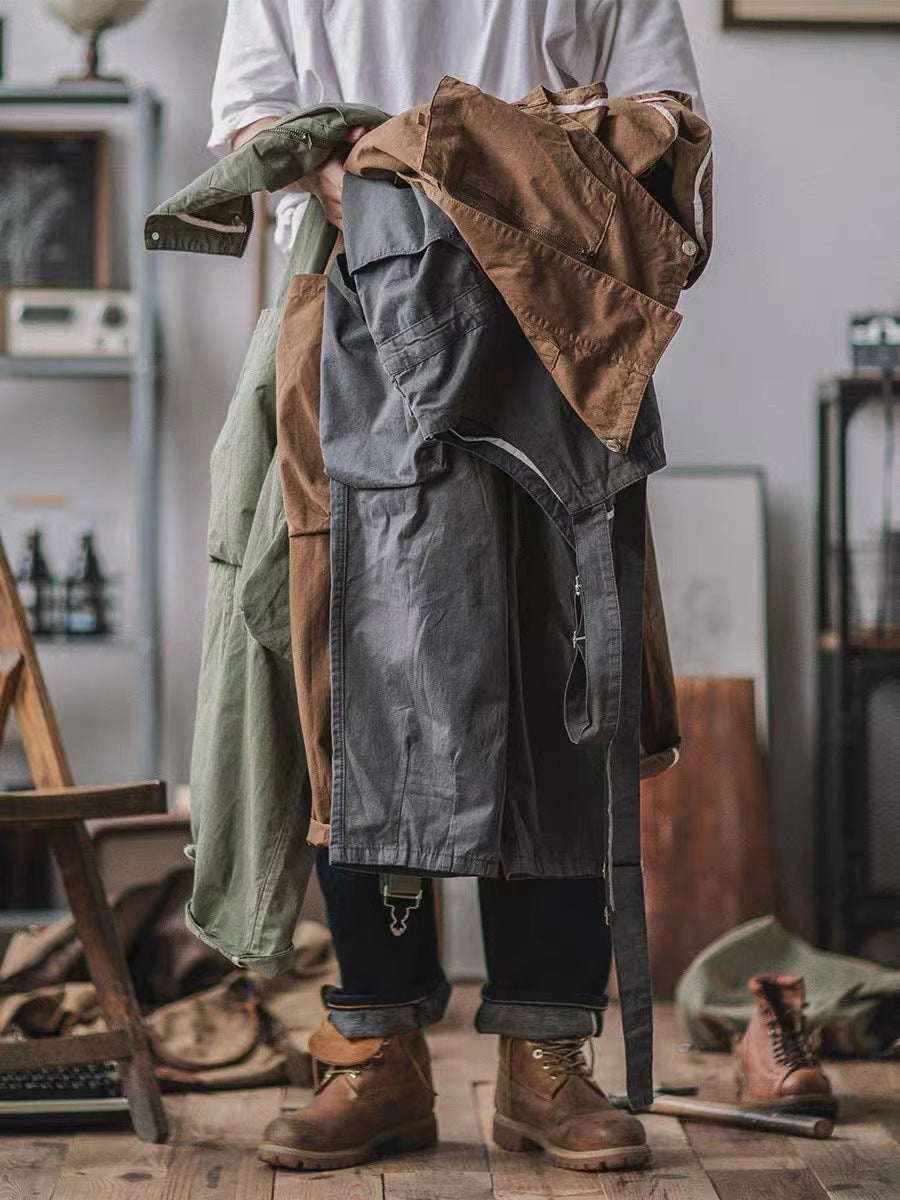 Full length shot of men's cargo overalls in alternative colorway