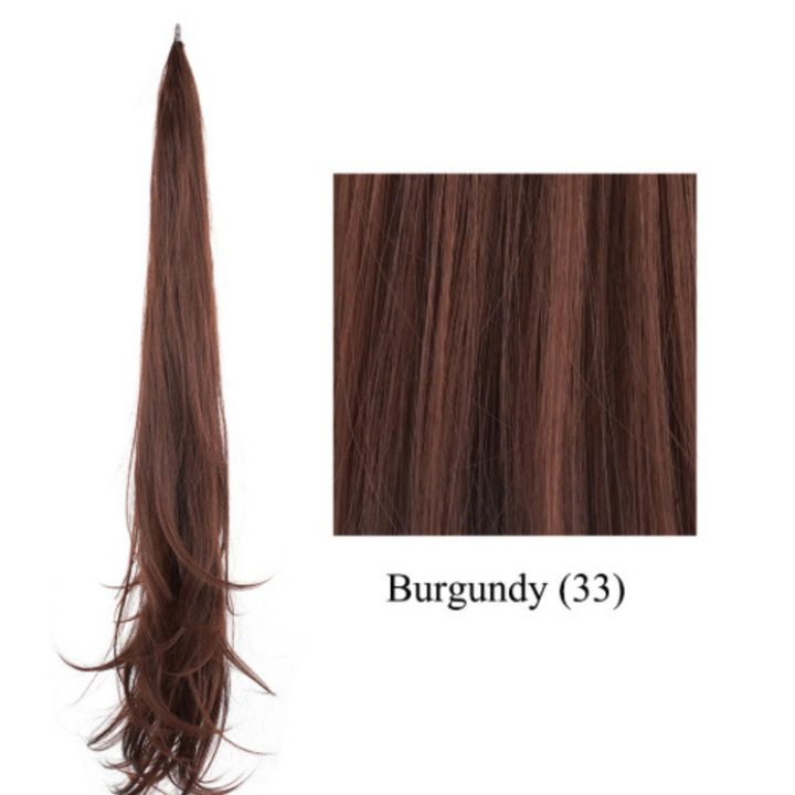 Detailed view of the wrap-around base on curly hair extension