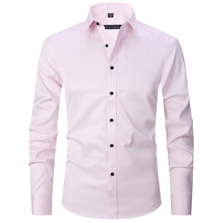 Mens casual long sleeve work shirt button down front view