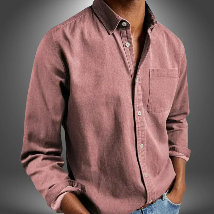 Back view of a comfortable fit men's casual shirt