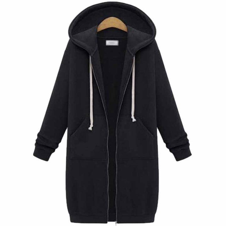 Womens casual long cardigan hoodie worn with jeans