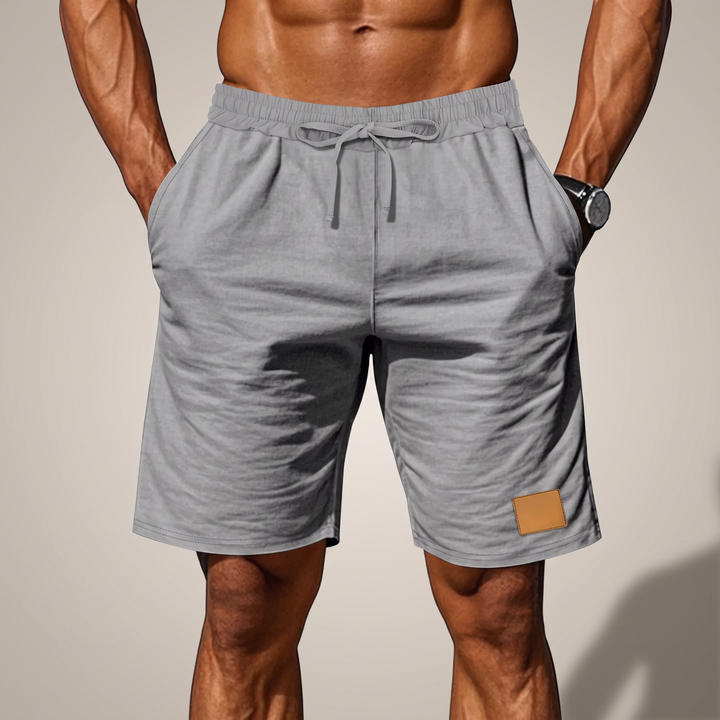 Close up of soft fabric and adjustable drawstring on mens comfort fit shorts