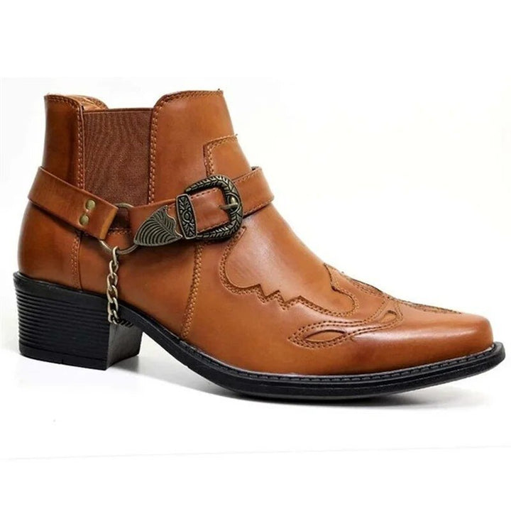 Yellow men's Western cowboy boot in classic style